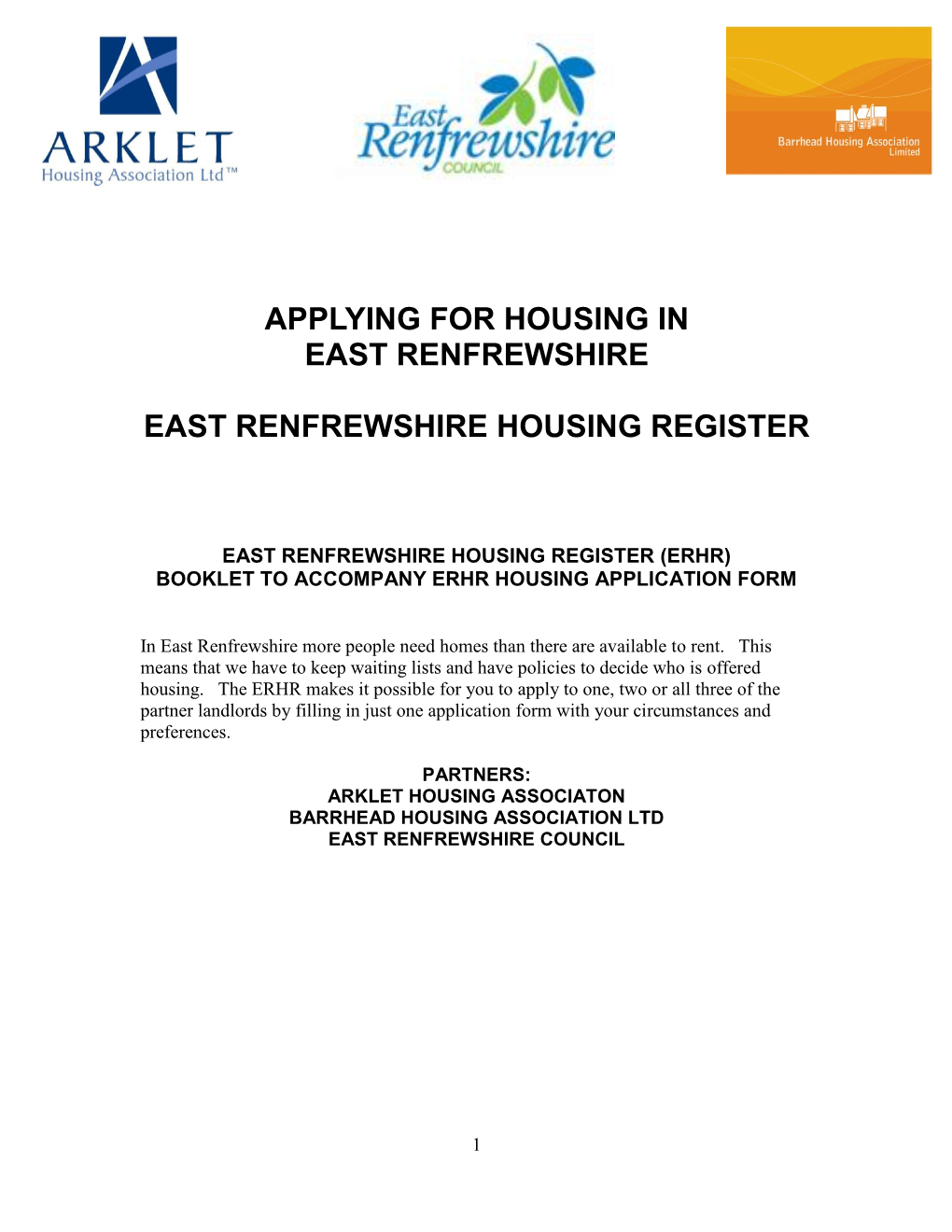 Applying for Housing in East Renfrewshire East