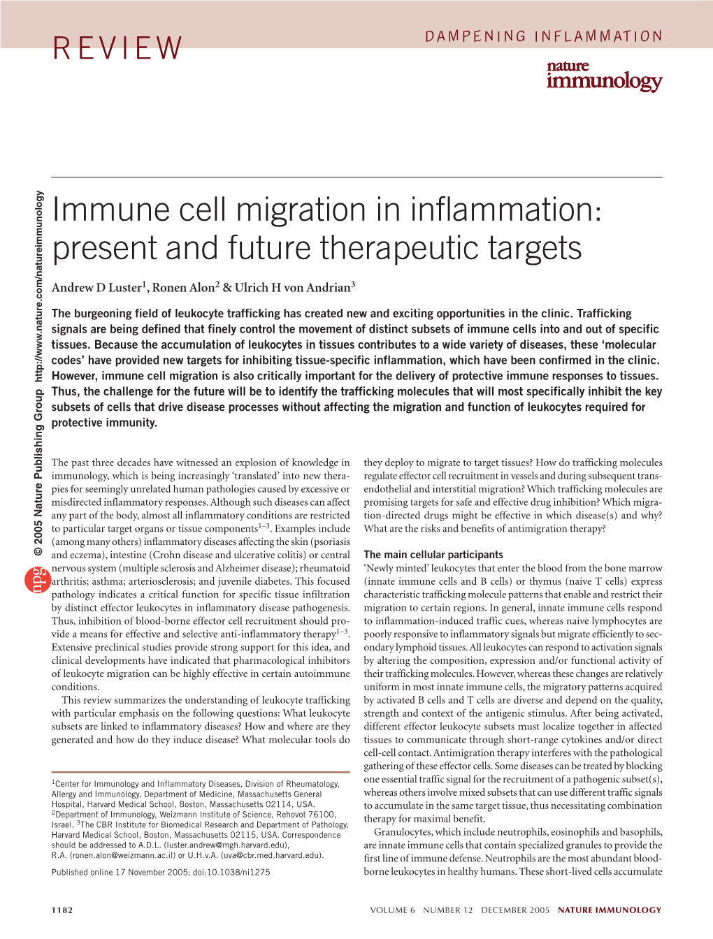 Immune Cell Migration in Inflammation: Present and Future Therapeutic Targets