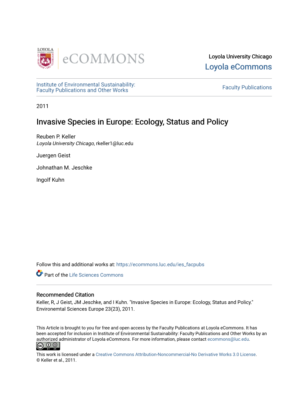 Invasive Species in Europe: Ecology, Status and Policy