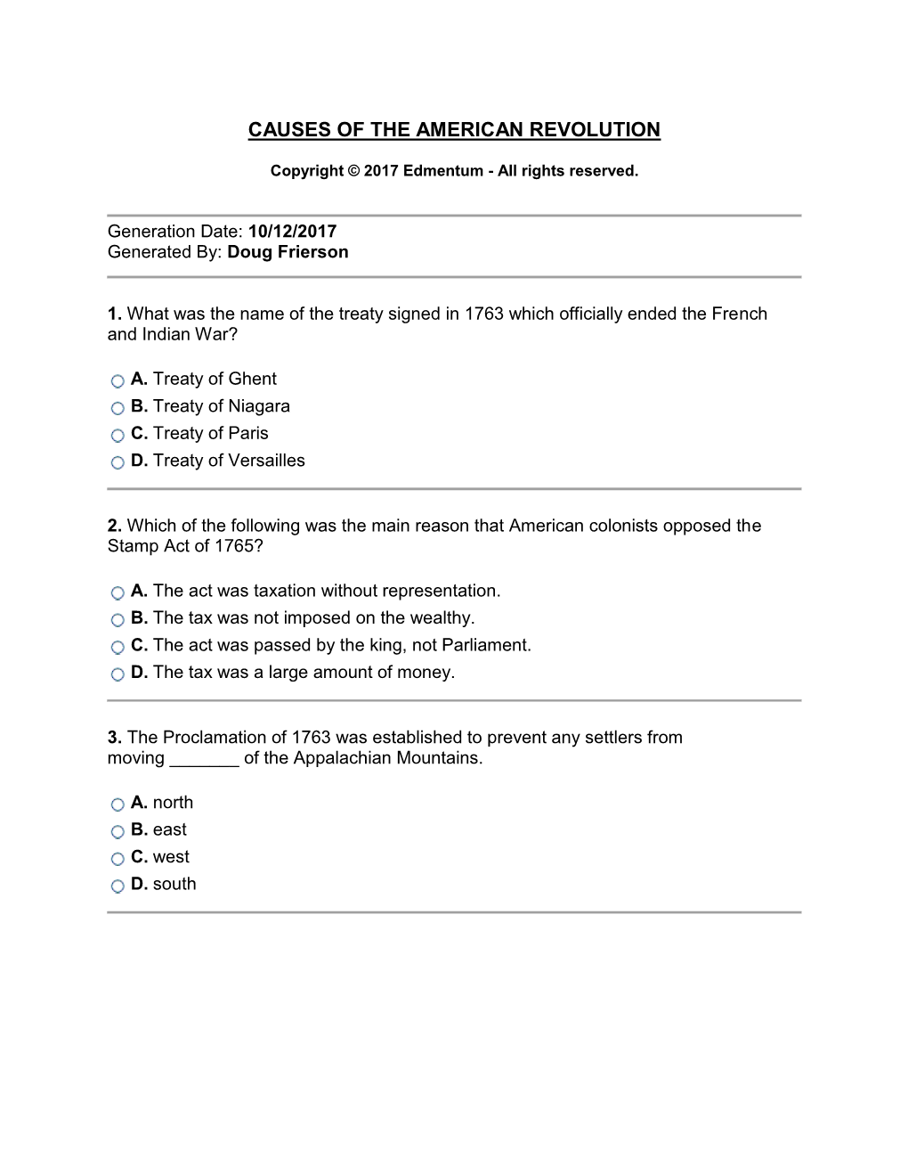 Causes of the American Revolution