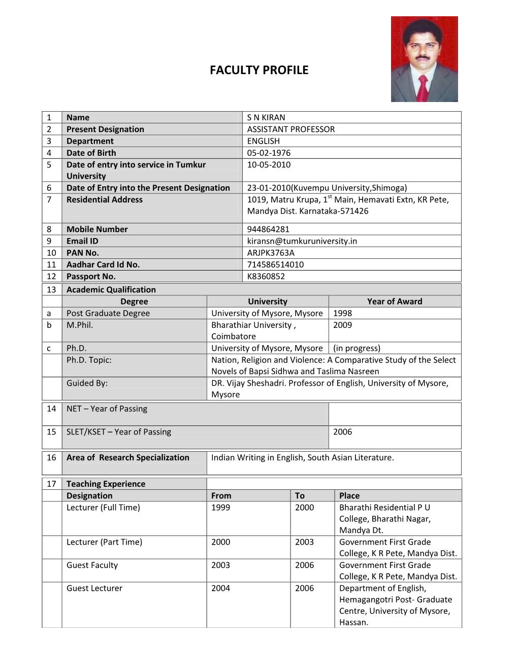 Faculty Profile