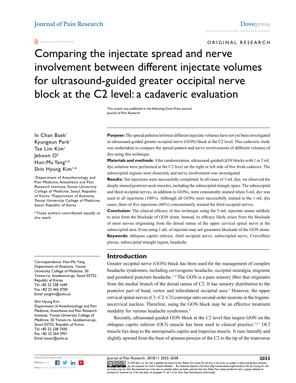 Comparing the Injectate Spread and Nerve