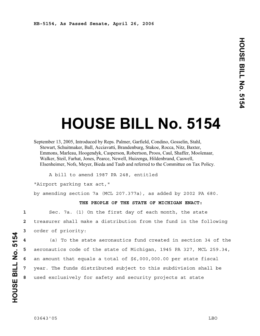 HOUSE BILL No. 5154 No