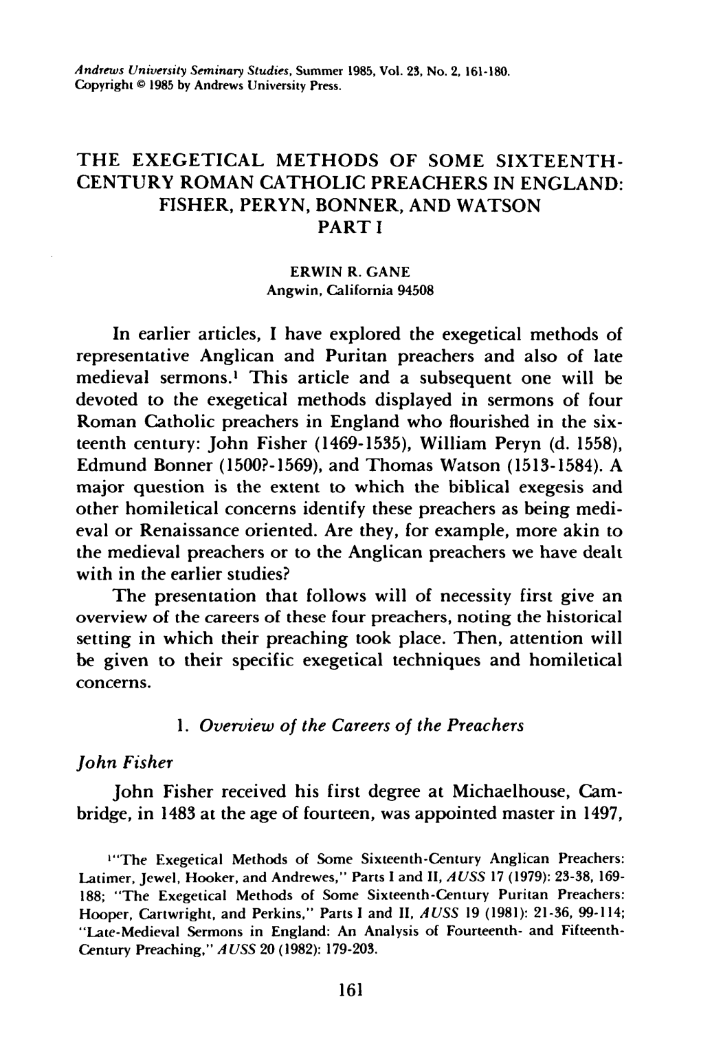 The Exegetical Methods of Some Sixteenth-Century Roman Catholic
