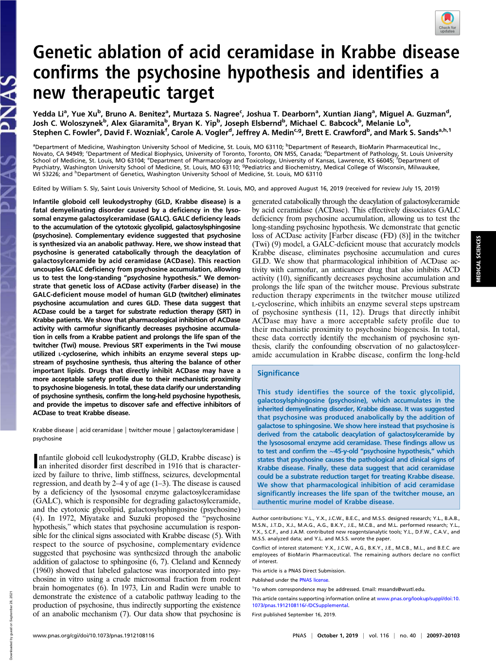 Genetic Ablation of Acid Ceramidase in Krabbe Disease Confirms the Psychosine Hypothesis and Identifies a New Therapeutic Target