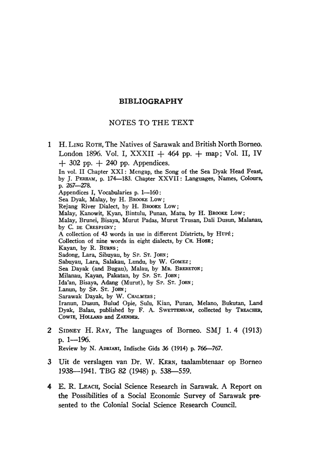 BIBLIOGRAPHY NOTES to the TEXT 1 H. LING ROTH, the Natives