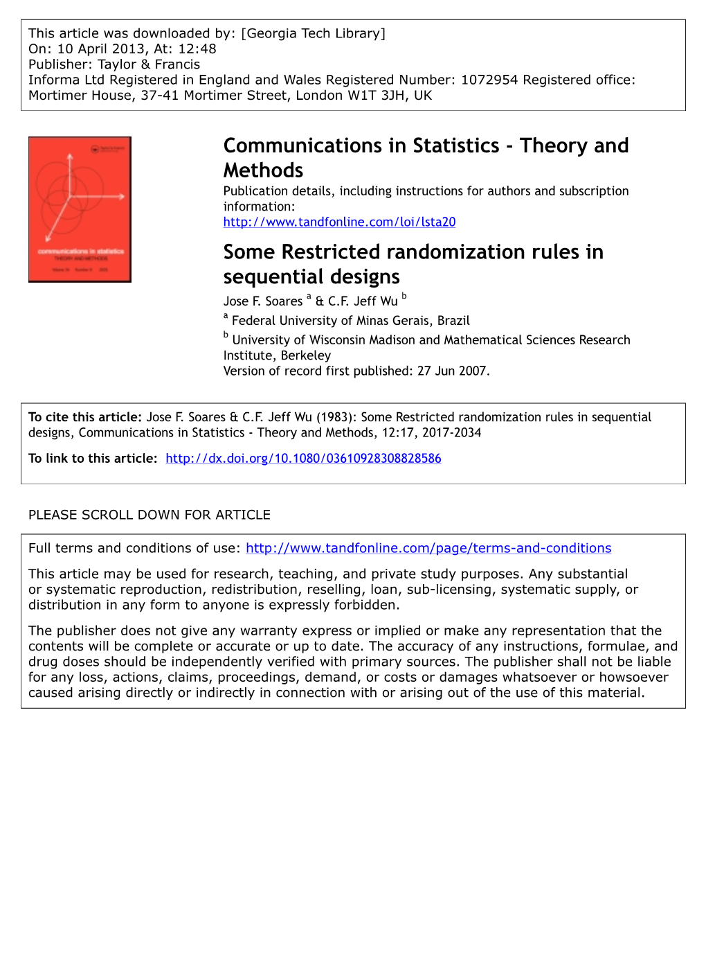 Some Restricted Randomization Rules in Sequential Designs Jose F