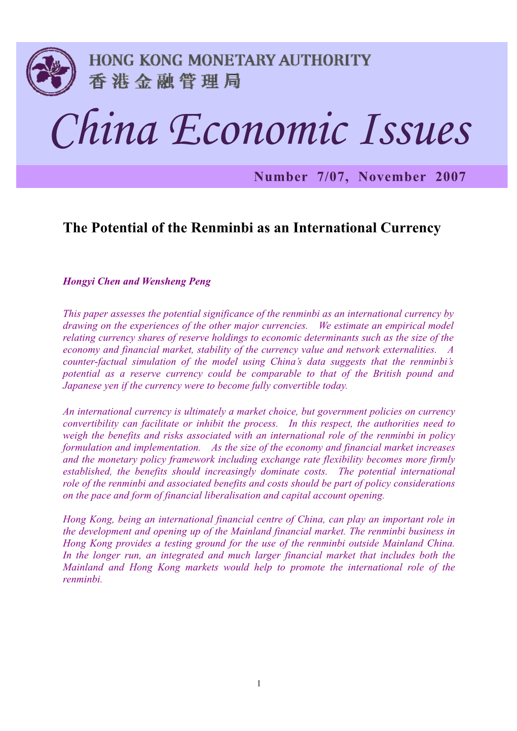 China Economic Issues