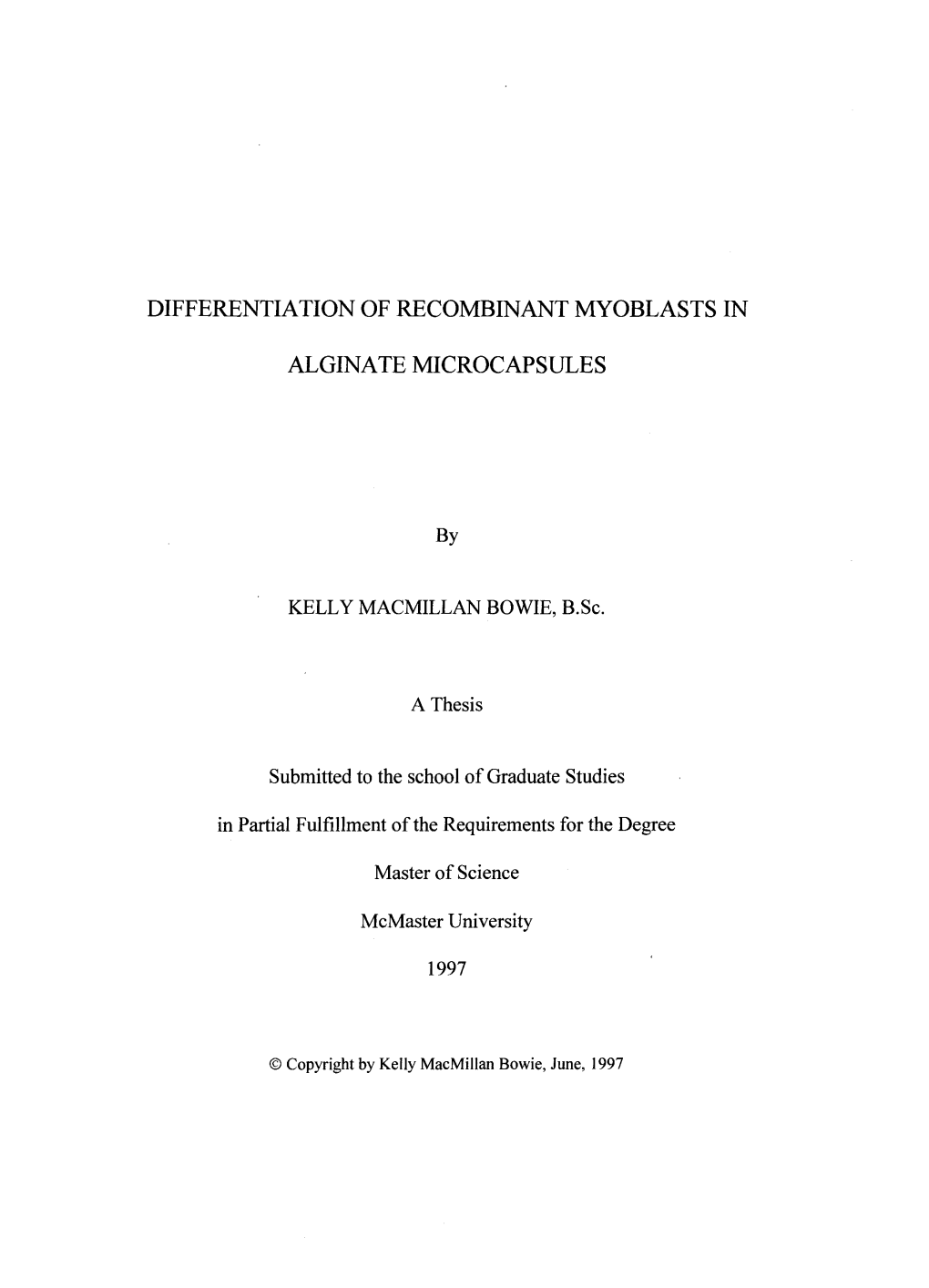 Differentiation of Recombinant Myoblasts In