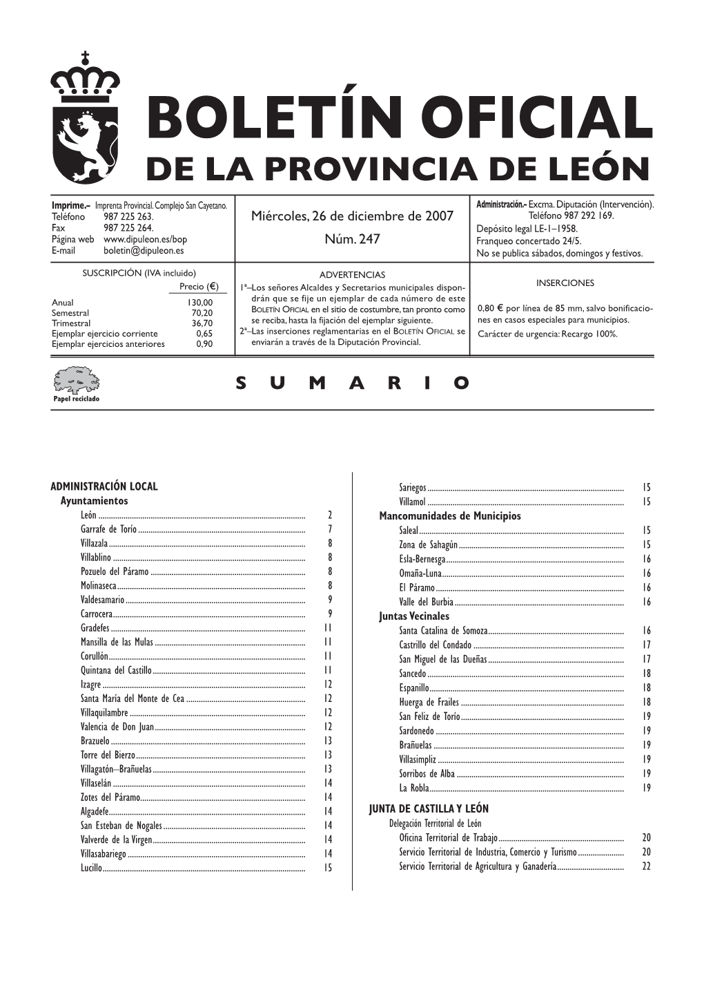 Boletín Oficial De La Provincia De León