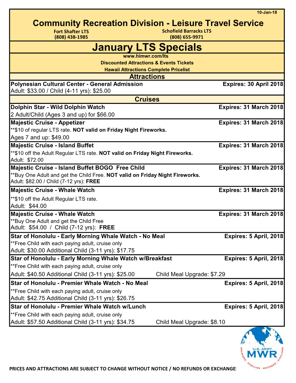 January LTS Specials