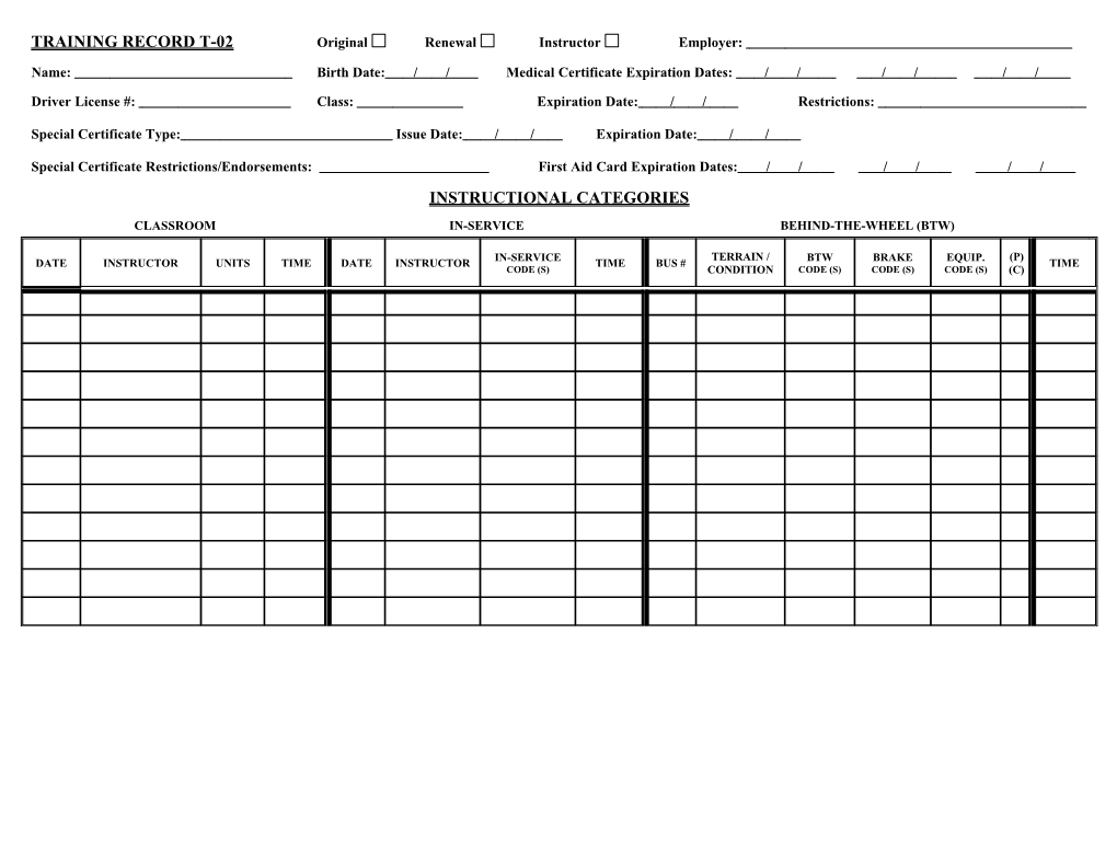 Form T-02 - Transportation (CA Dept of Education)