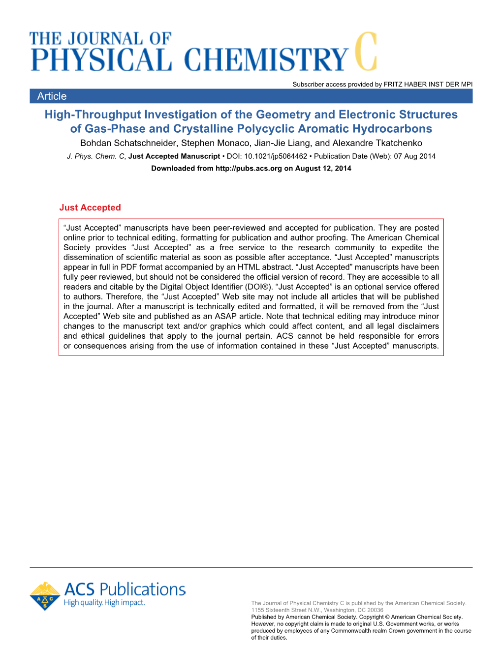 High-Throughput Investigation of the Geometry and Electronic Structures