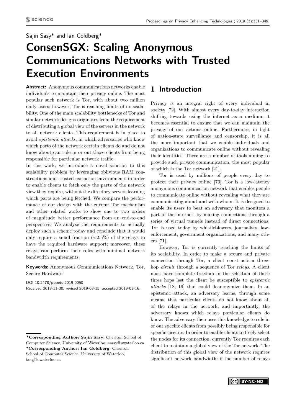 Consensgx: Scaling Anonymous Communications Networks With