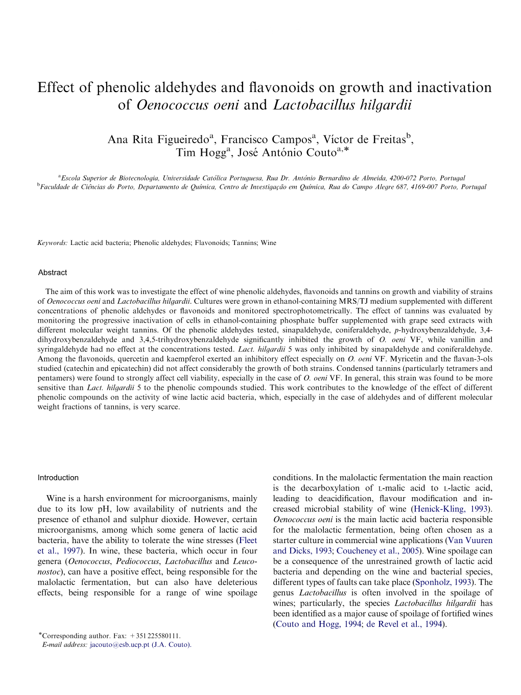 Effect of Phenolic Aldehydes and Flavonoids on Growth And