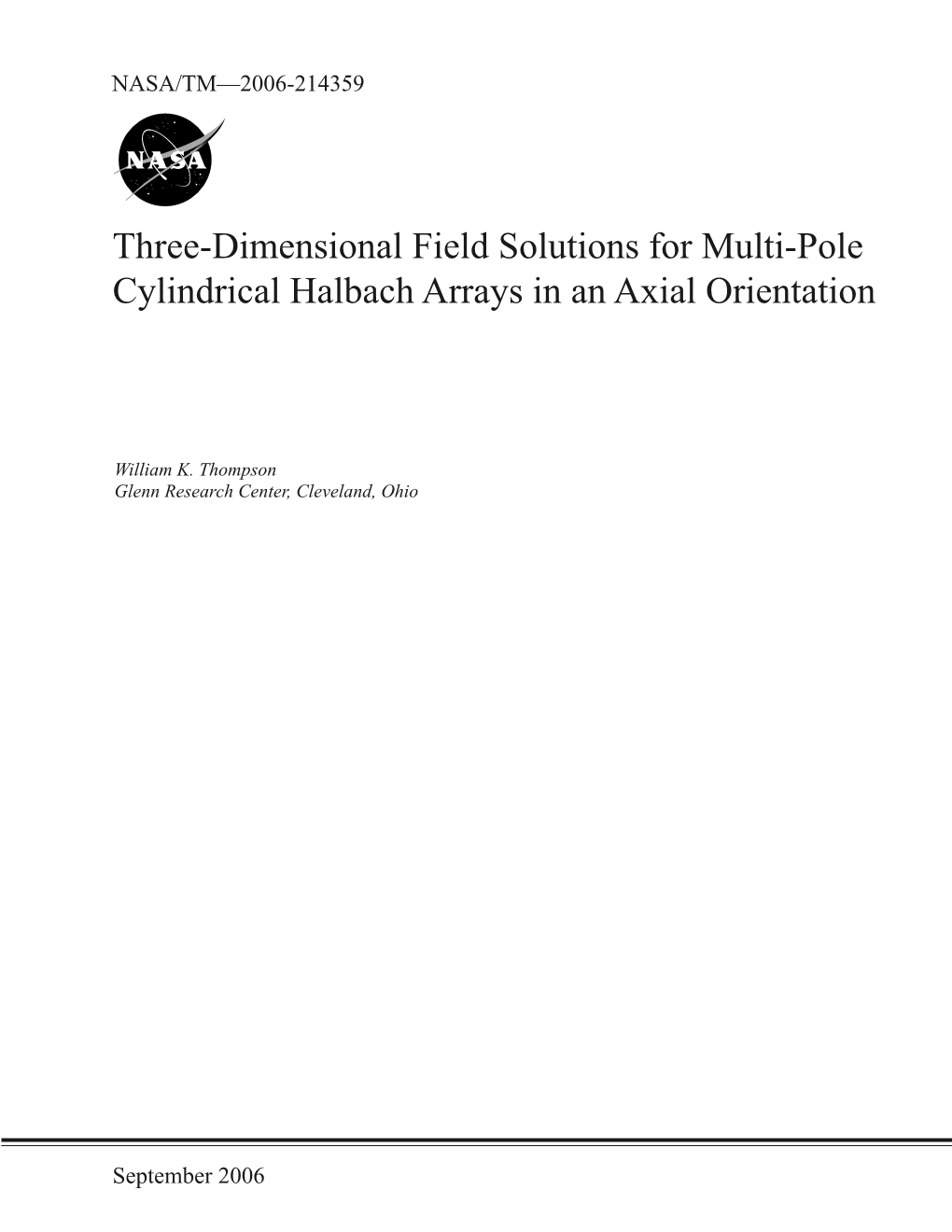 Three-Dimensional Field Solutions for Multi-Pole Cylindrical Halbach Arrays in an Axial Orientation
