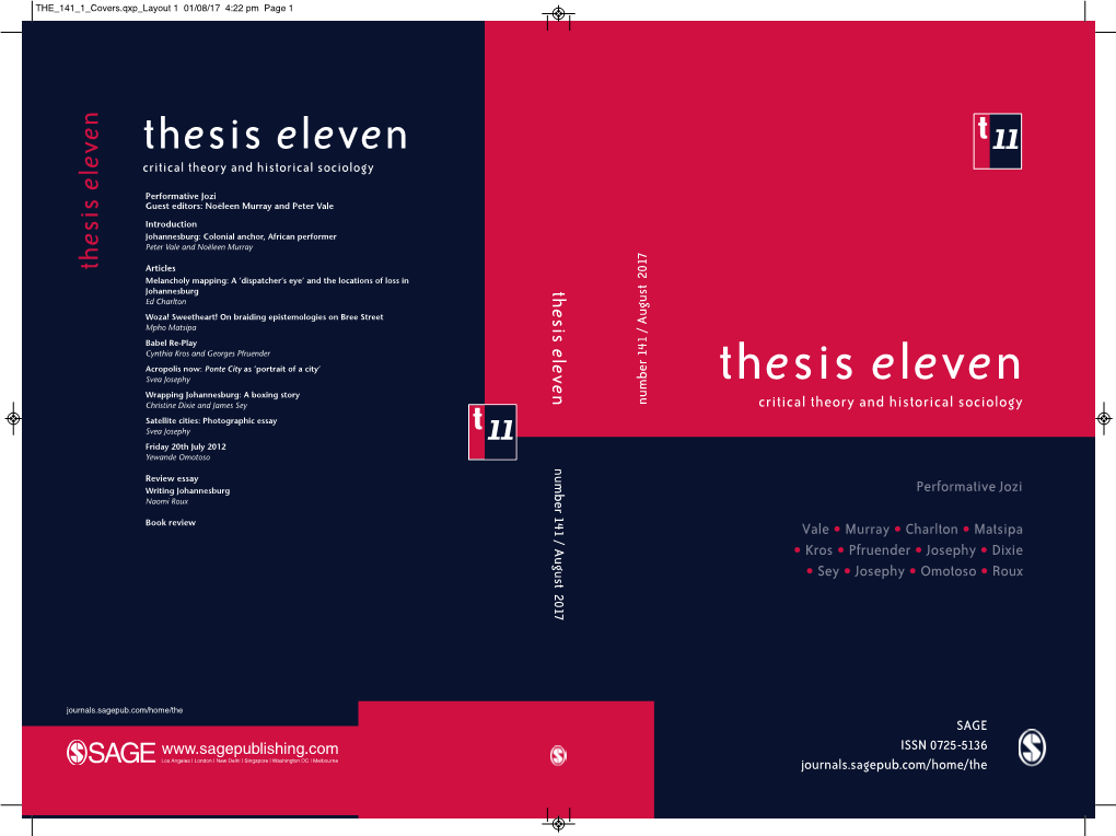 Thesis Eleven 11 E Critical Theory and Historical Sociology L E