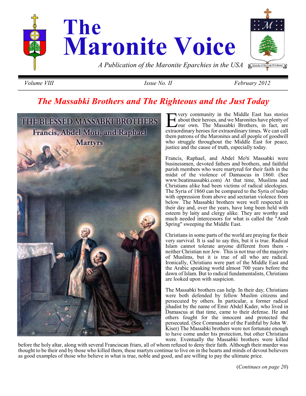 Publication of the Maronite Eparchies in the USA