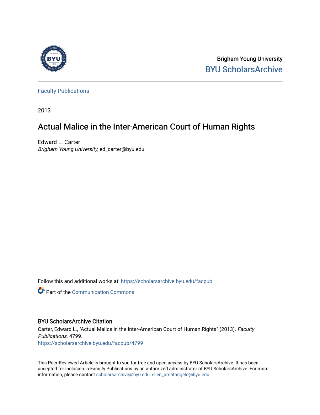 Actual Malice in the Inter-American Court of Human Rights