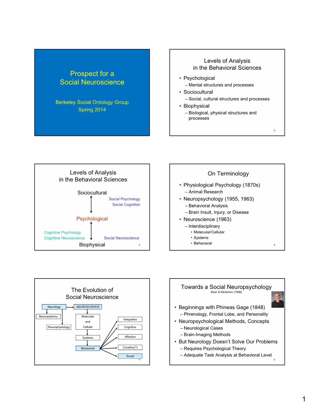 Prospect for a Social Neuroscience