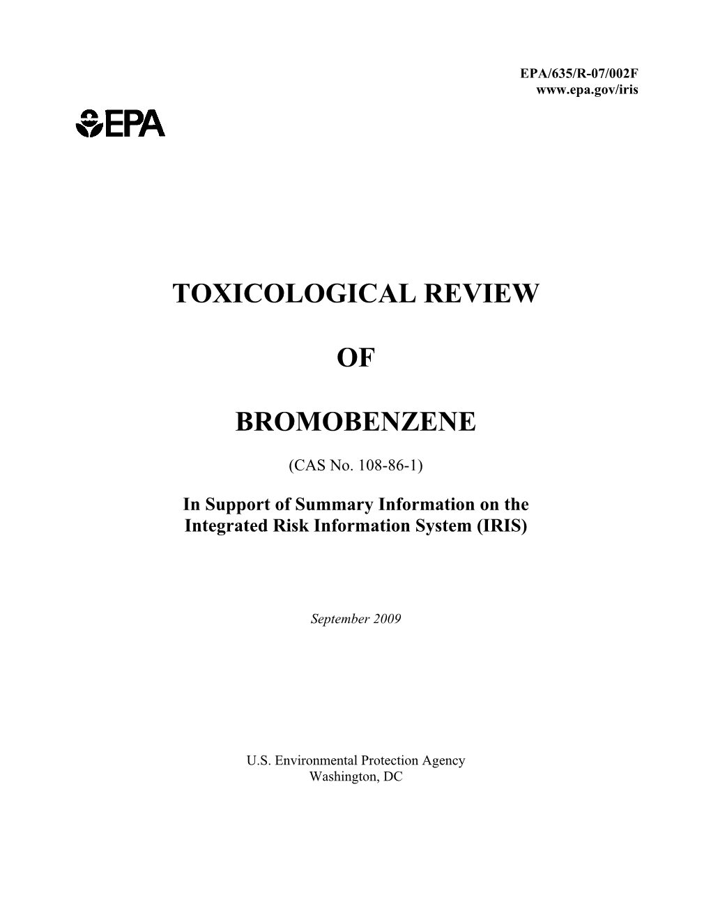 TOXICOLOGICAL REVIEW of BROMOBENZENE (CAS No