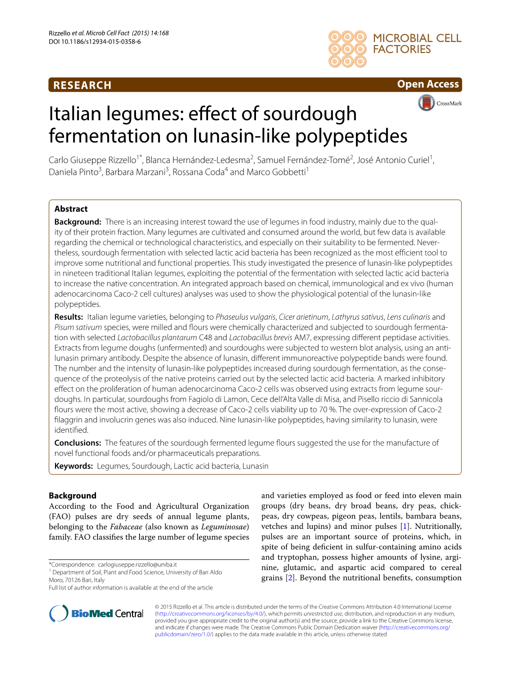 Effect of Sourdough Fermentation on Lunasin-Like Polypeptides