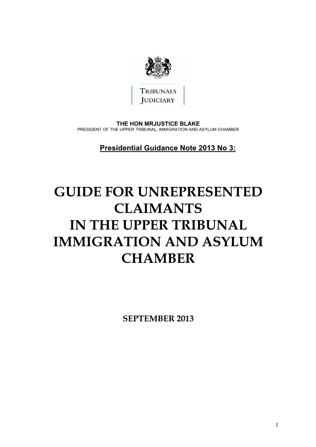Guide for Unrepresented Claimants in Upper Tribunal Immigration And