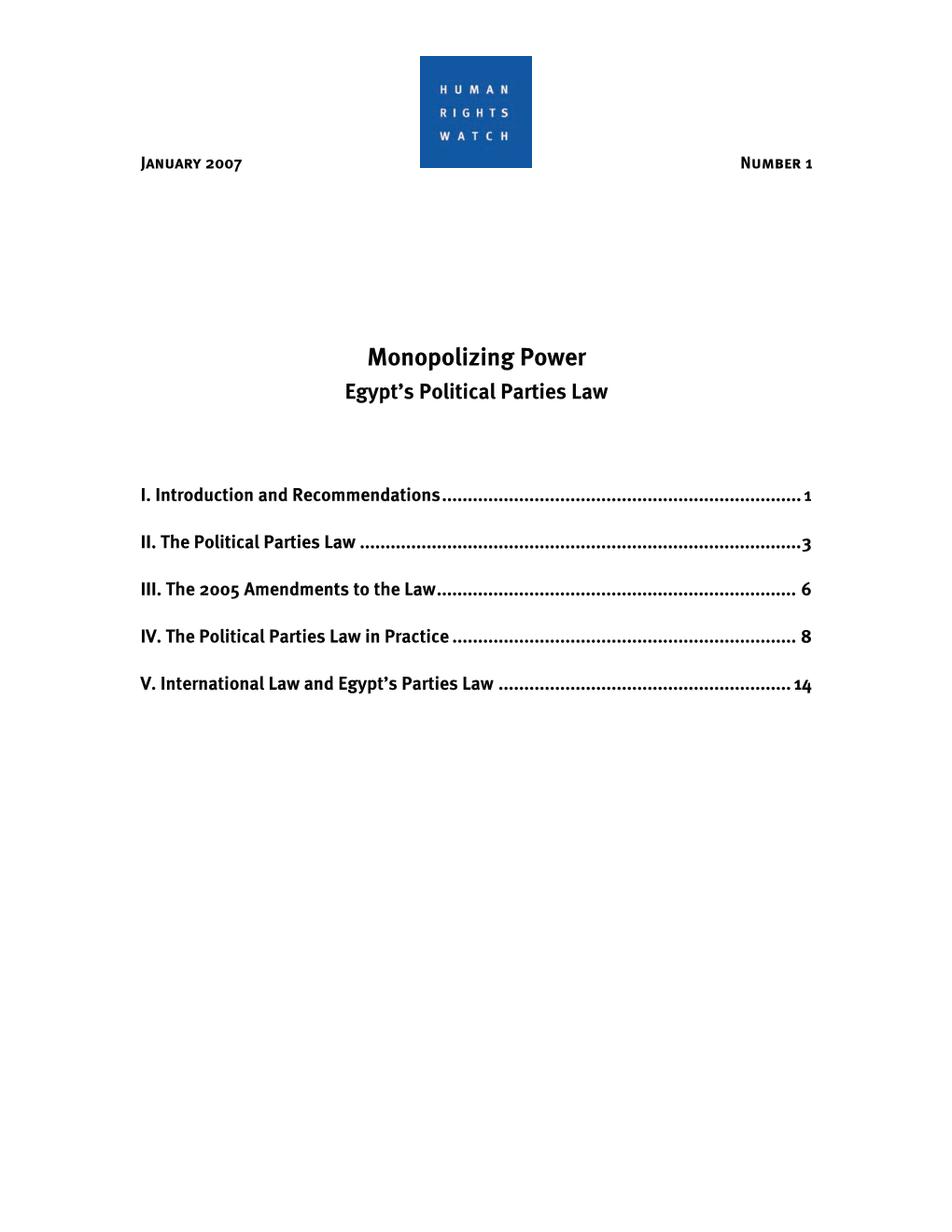 Monopolizing Power Egypt’S Political Parties Law