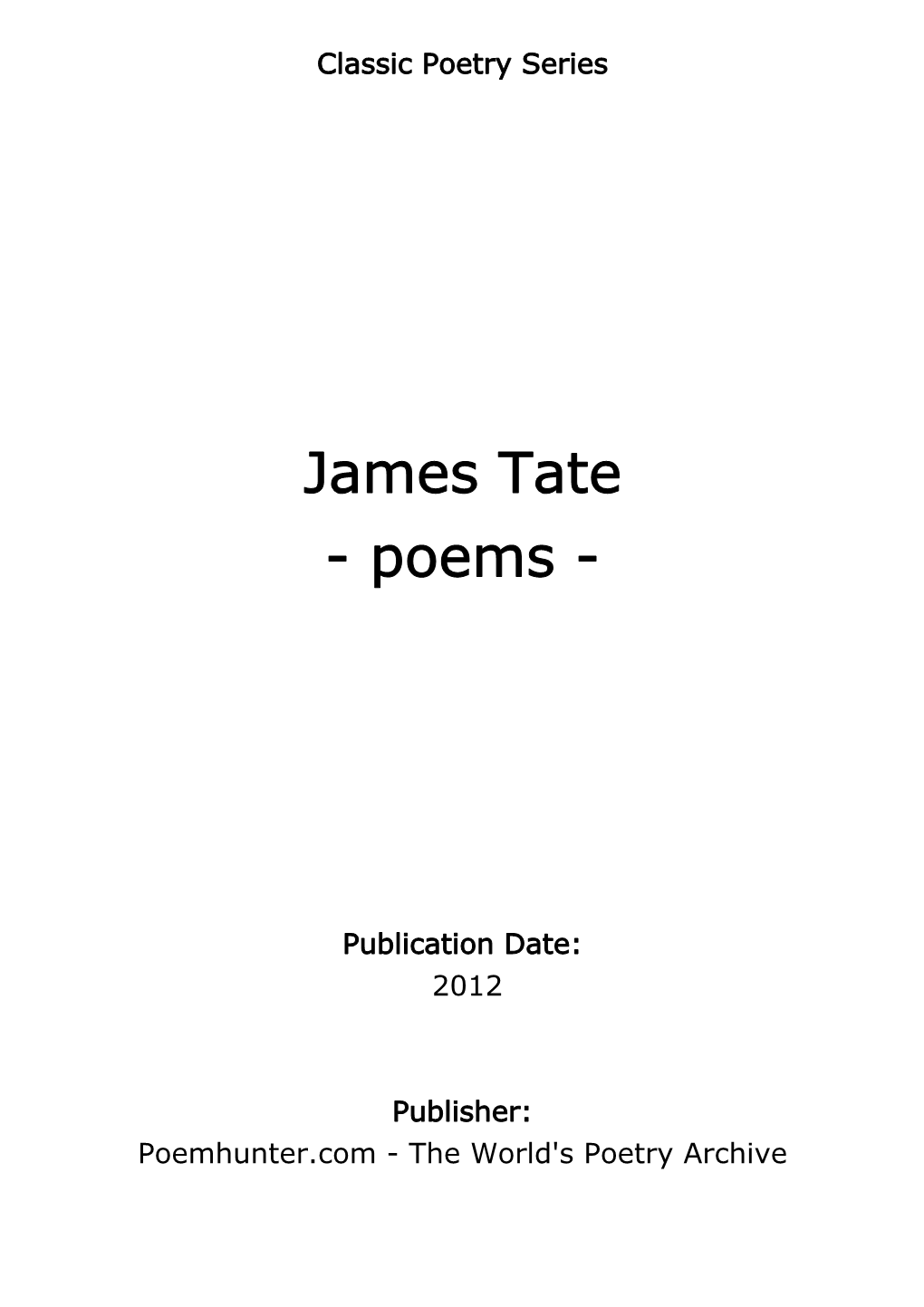 James Tate - Poems