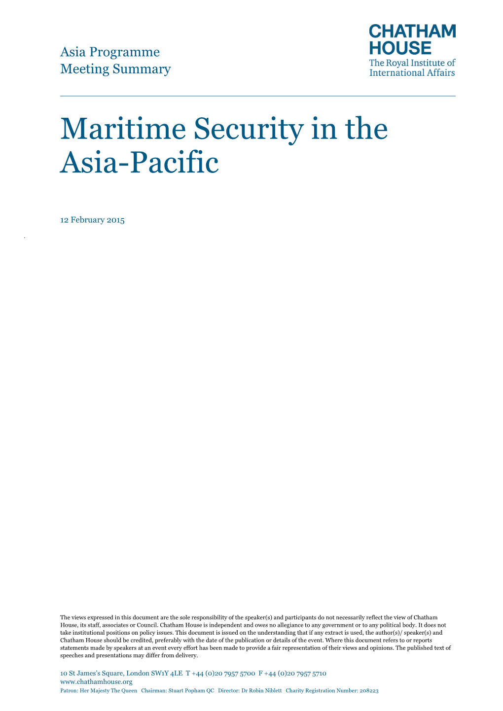 Maritime Security in the Asia-Pacific