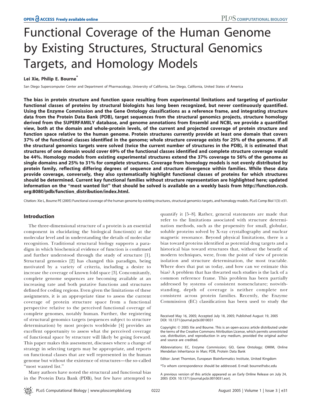 Functional Coverage of the Human Genome by Existing Structures, Structural Genomics Targets, and Homology Models