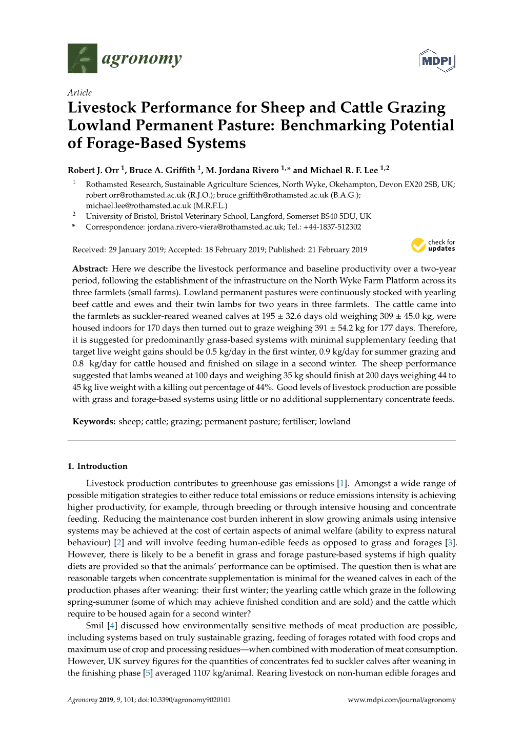 Livestock Performance for Sheep and Cattle Grazing Lowland Permanent Pasture: Benchmarking Potential of Forage-Based Systems