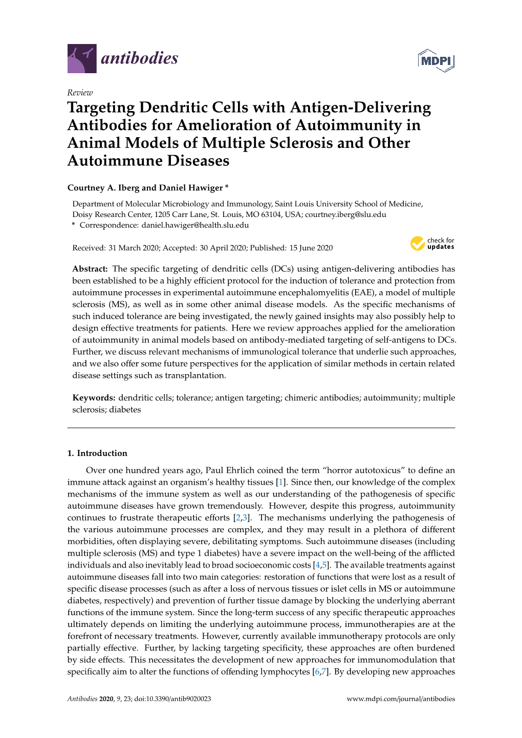 Targeting Dendritic Cells with Antigen-Delivering Antibodies for Amelioration of Autoimmunity in Animal Models of Multiple Sclerosis and Other Autoimmune Diseases