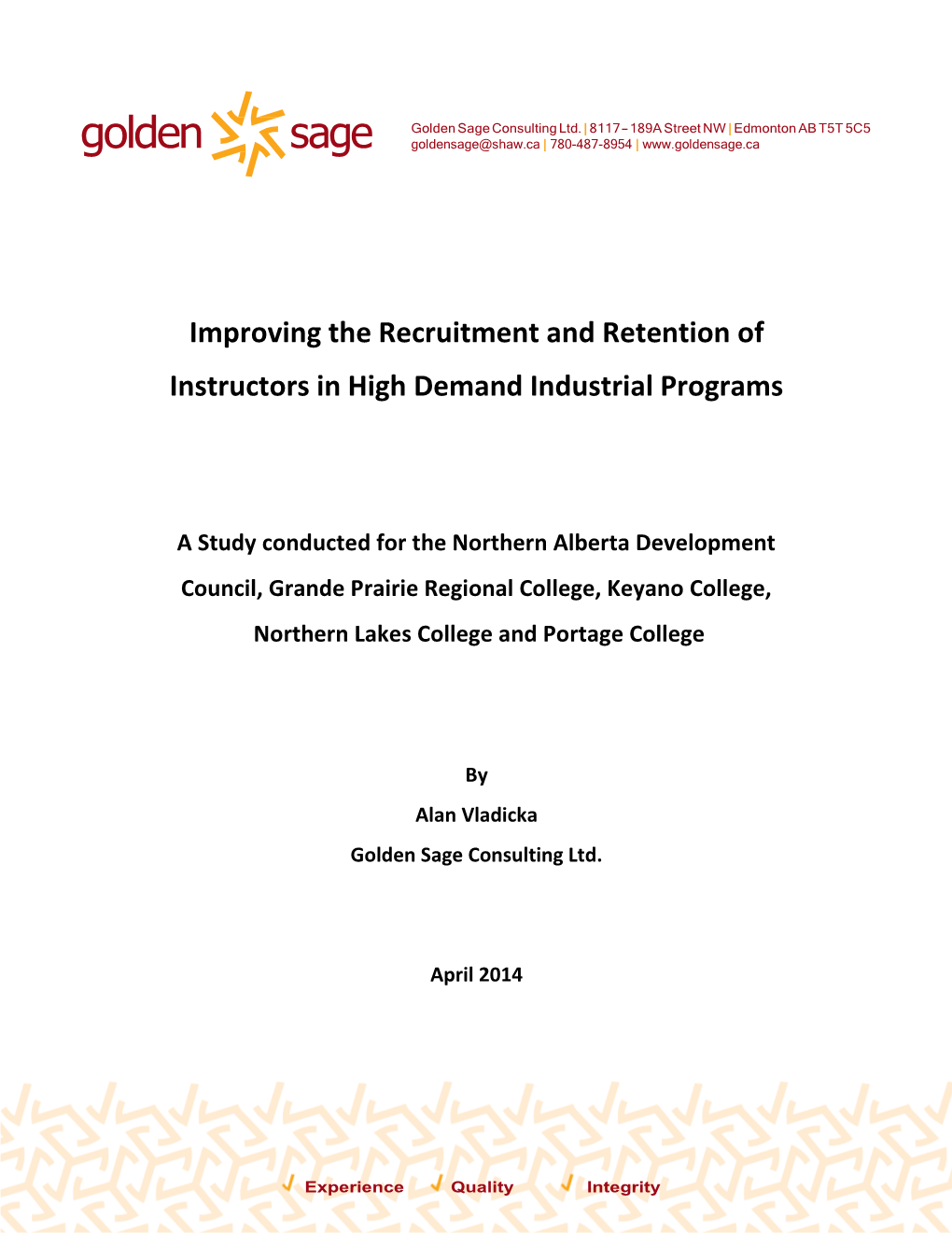 Improving the Recruitment and Retention of Instructors in High Demand Industrial Programs