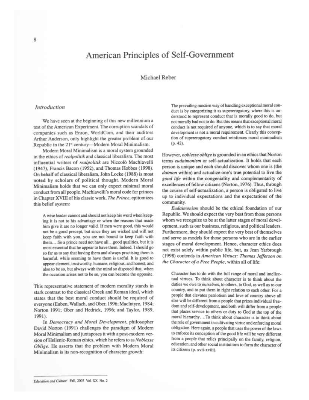American Principles of Self-Government