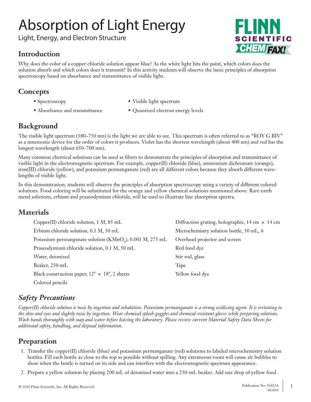 Absorption of Light Energy Light, Energy, and Electron Structure SCIENTIFIC