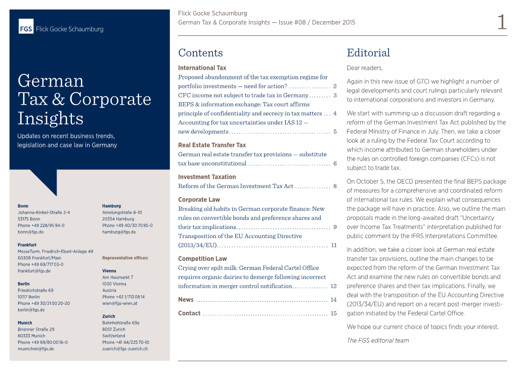 German Tax & Corporate Insights