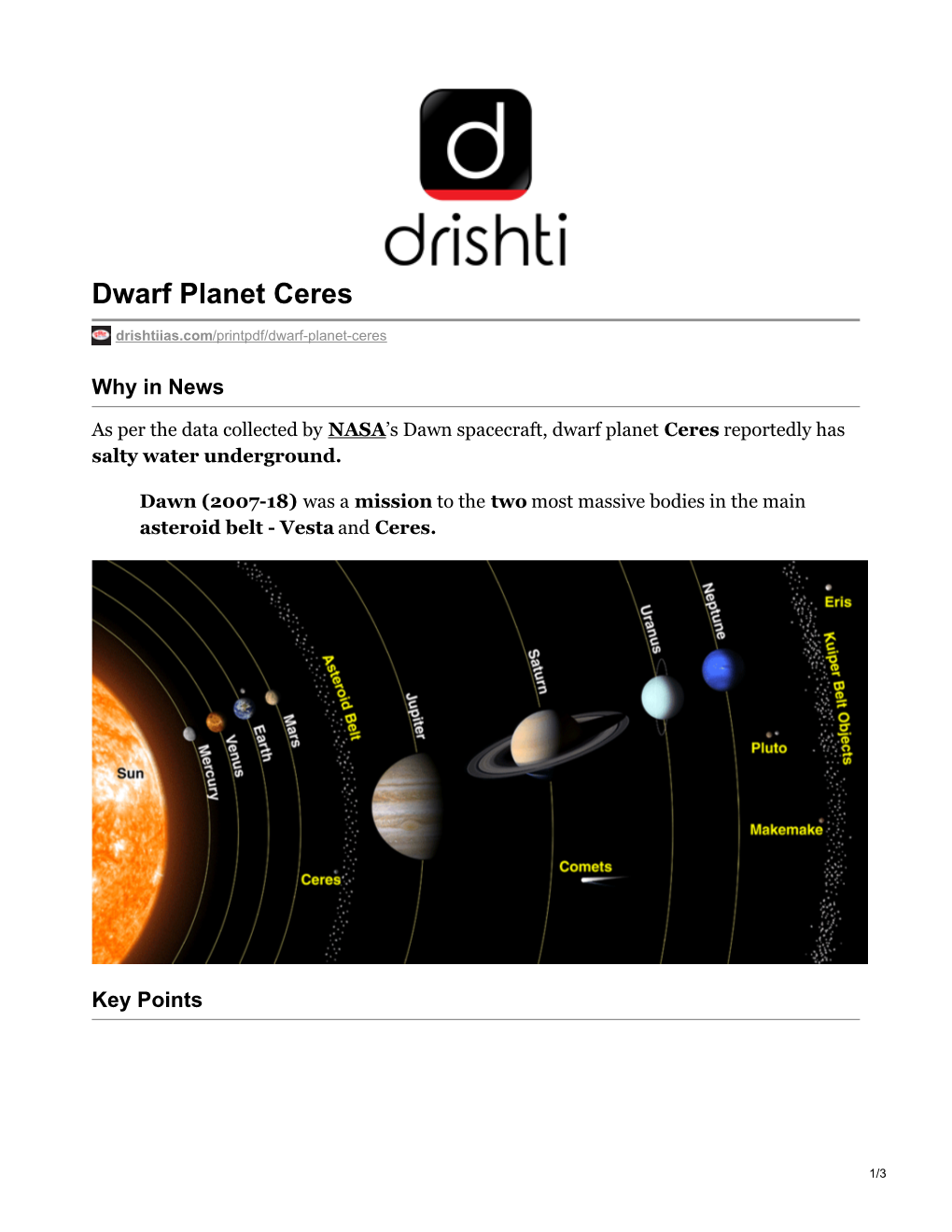 Dwarf Planet Ceres