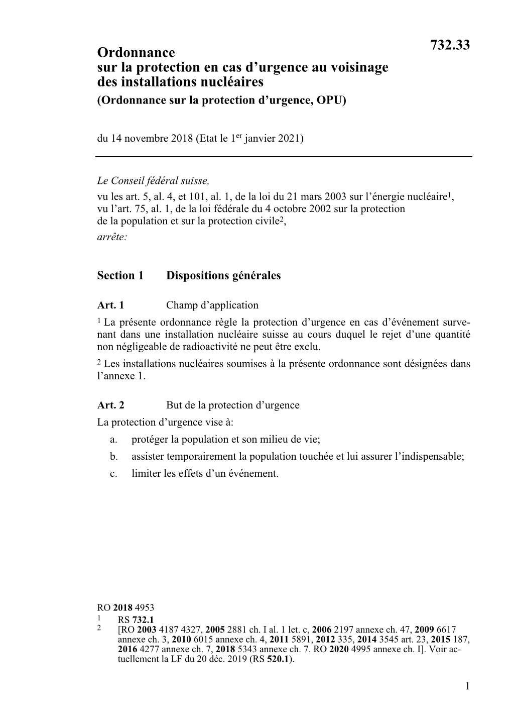 Ordonnance Sur La Protection En Cas D'urgence Au Voisinage Des