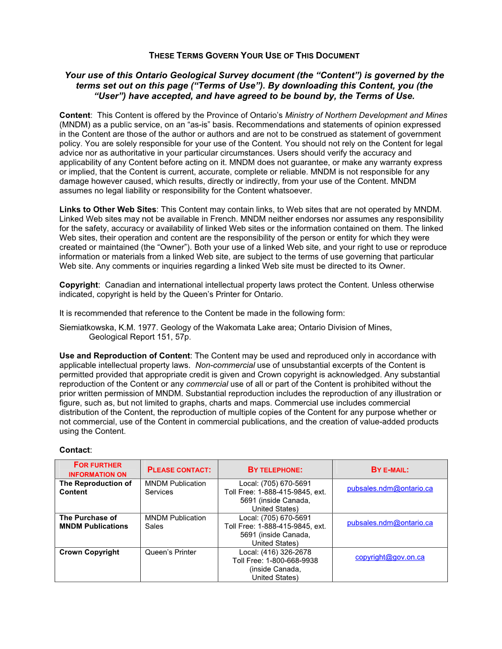 Geology of the Wakomata Lake Area; District of Algoma