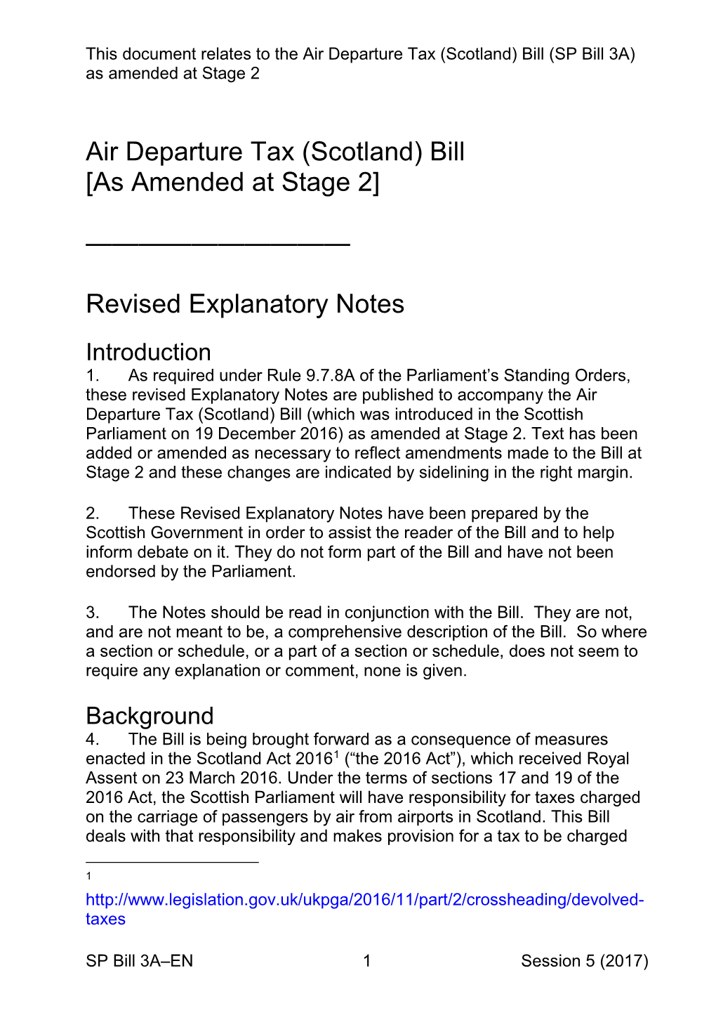Air Departure Tax (Scotland) Bill (SP Bill 3A) As Amended at Stage 2