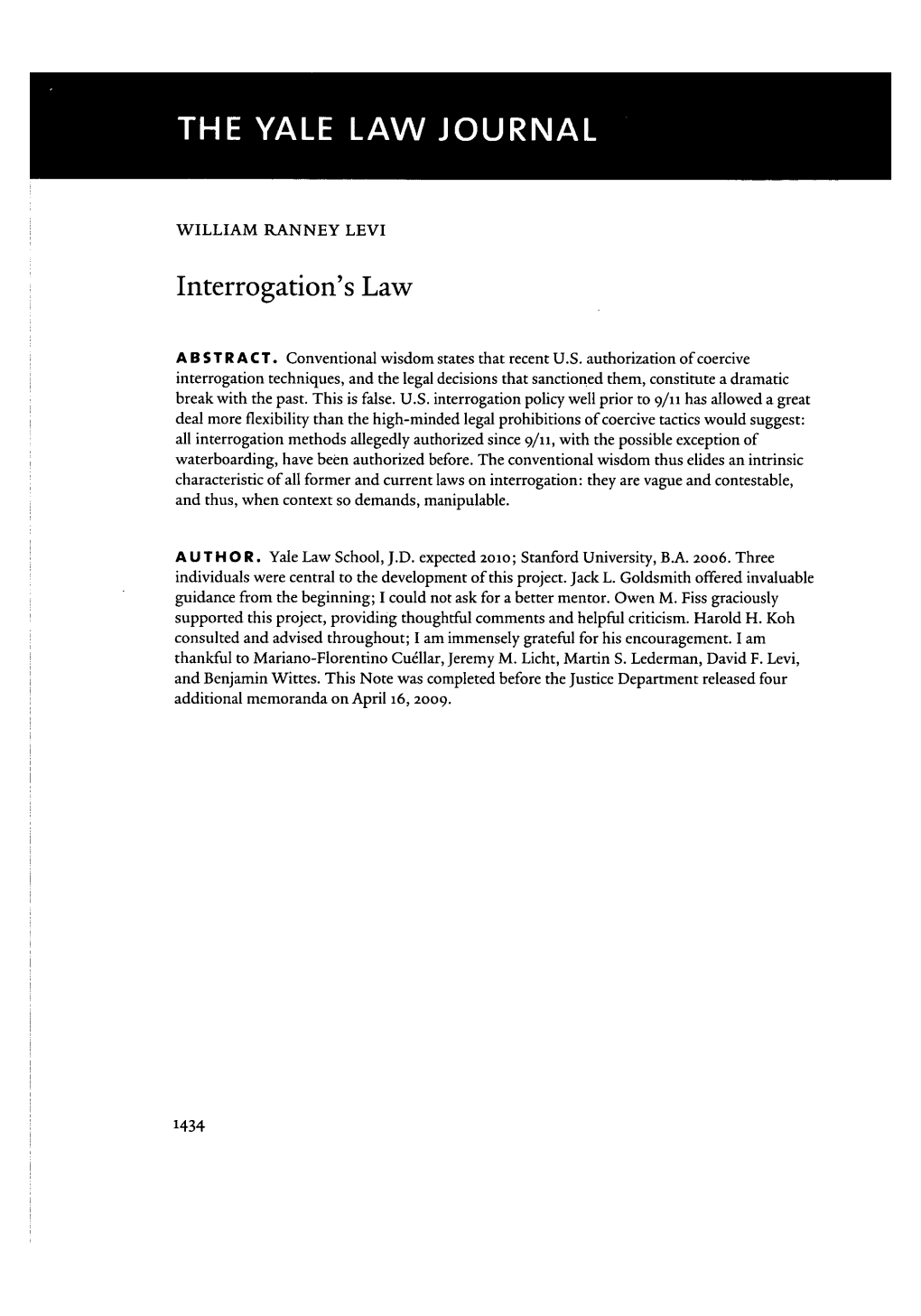 Interrogation's Law