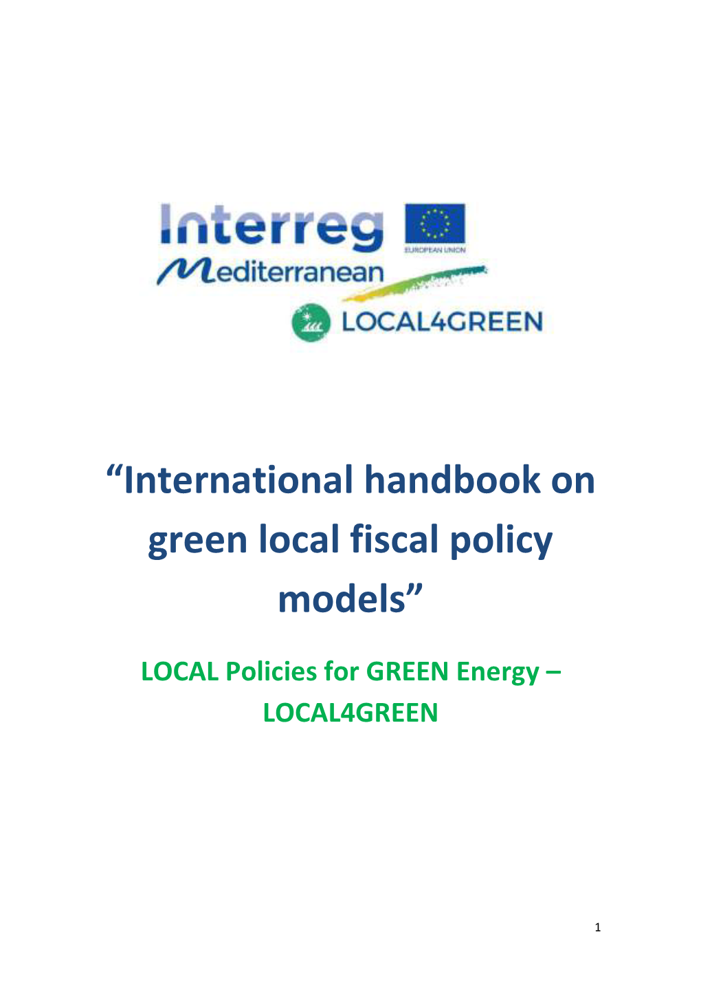 “International Handbook on Green Local Fiscal Policy Models”