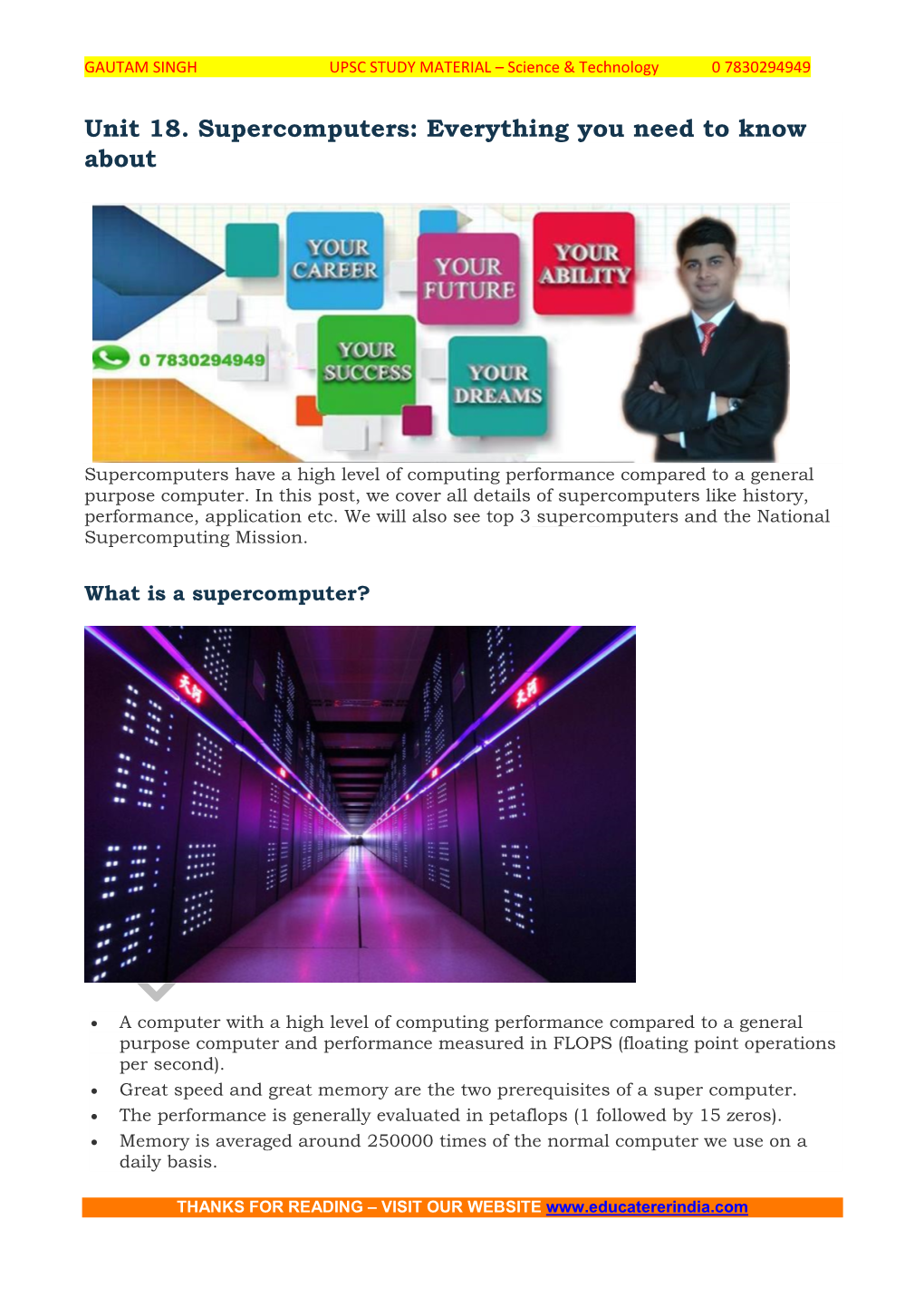 Unit 18. Supercomputers: Everything You Need to Know About