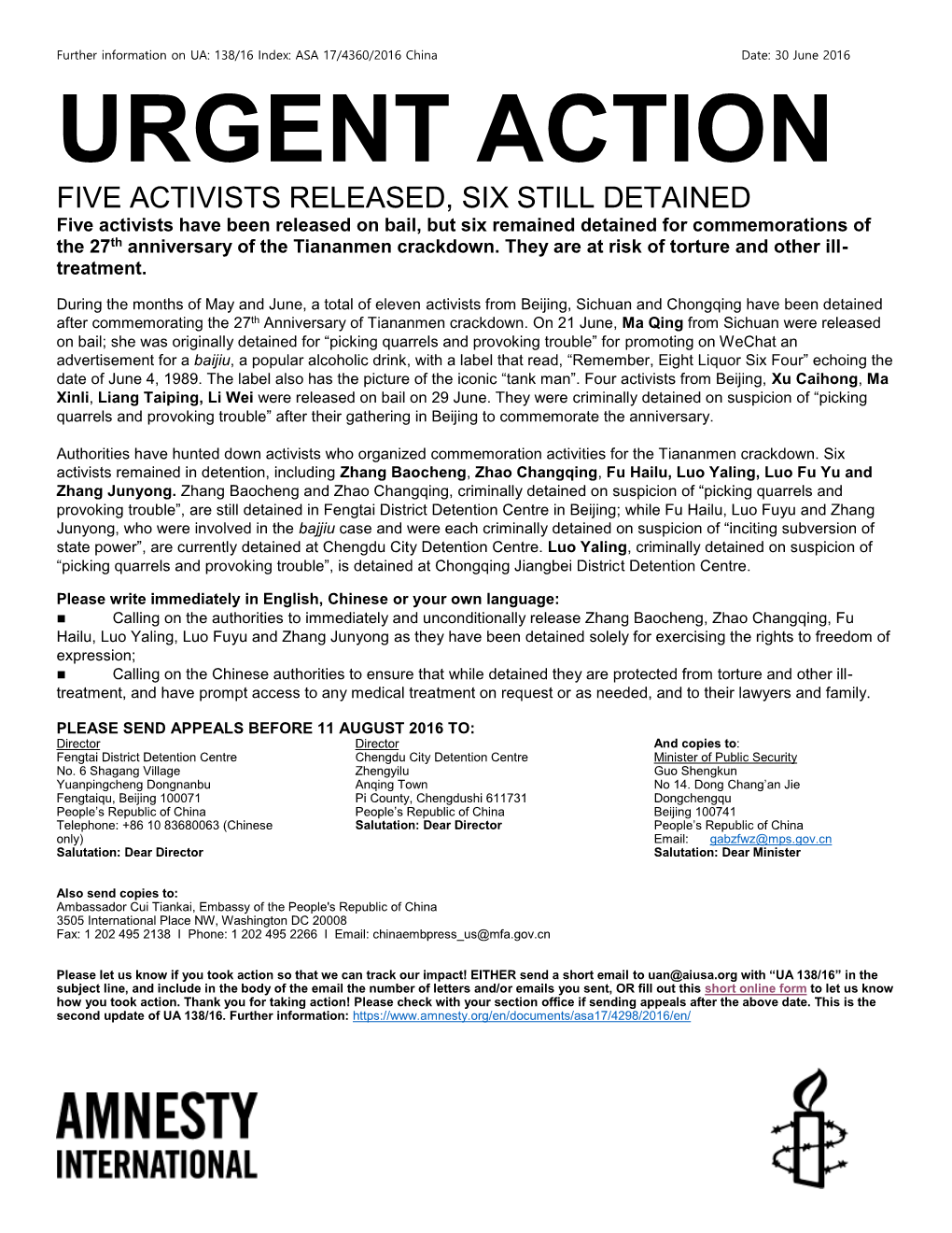 Urgent Action