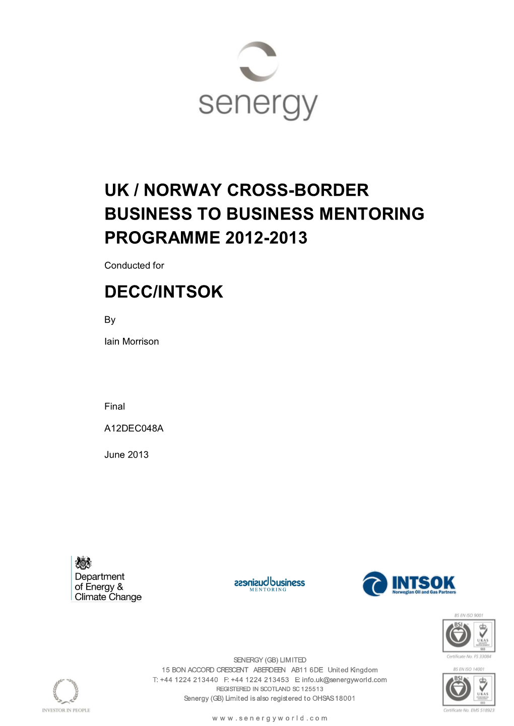 Uk / Norway Cross-Border Business to Business Mentoring