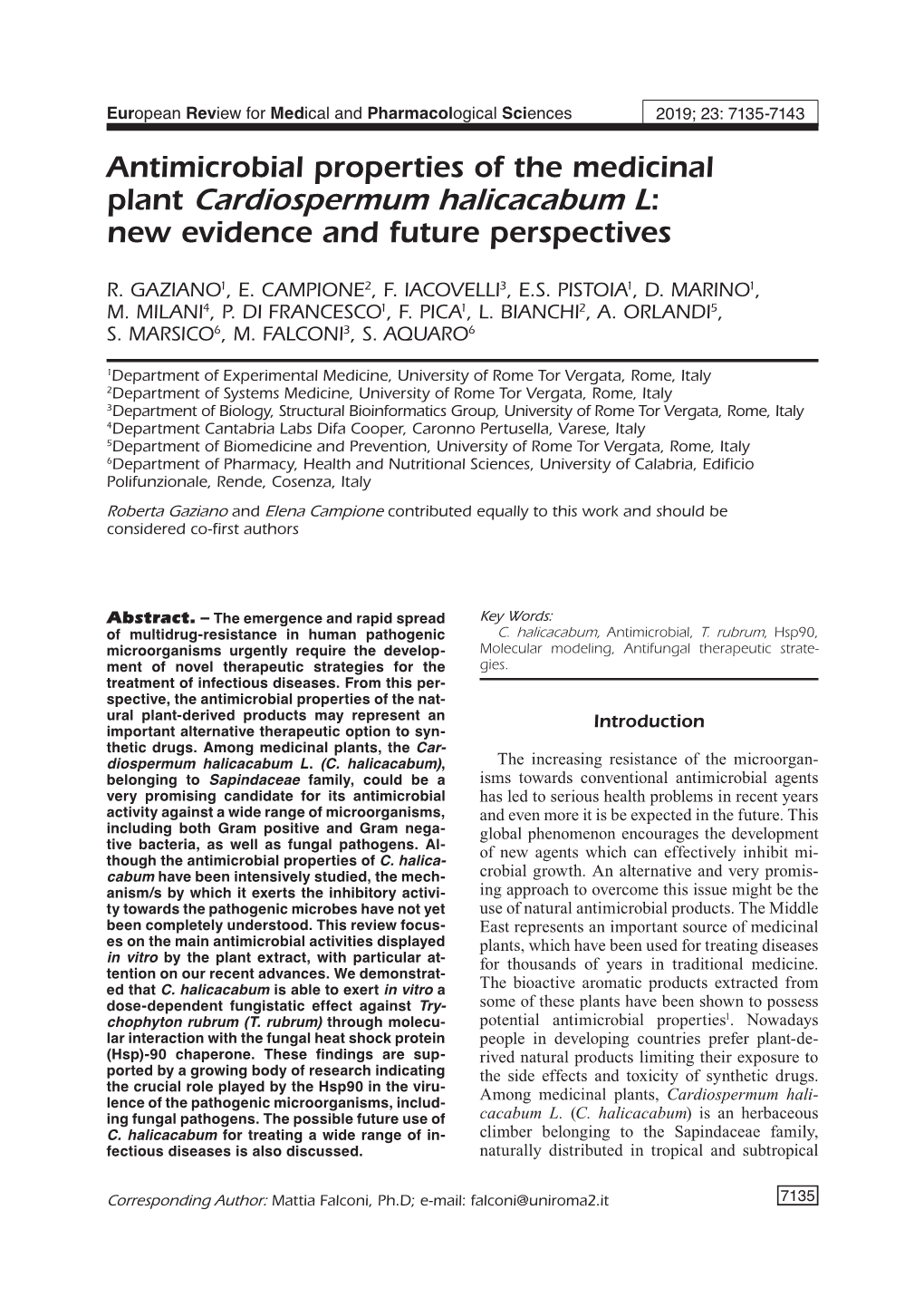 Antimicrobial Properties of the Medicinal Plant Cardiospermum Halicacabum L: New Evidence and Future Perspectives