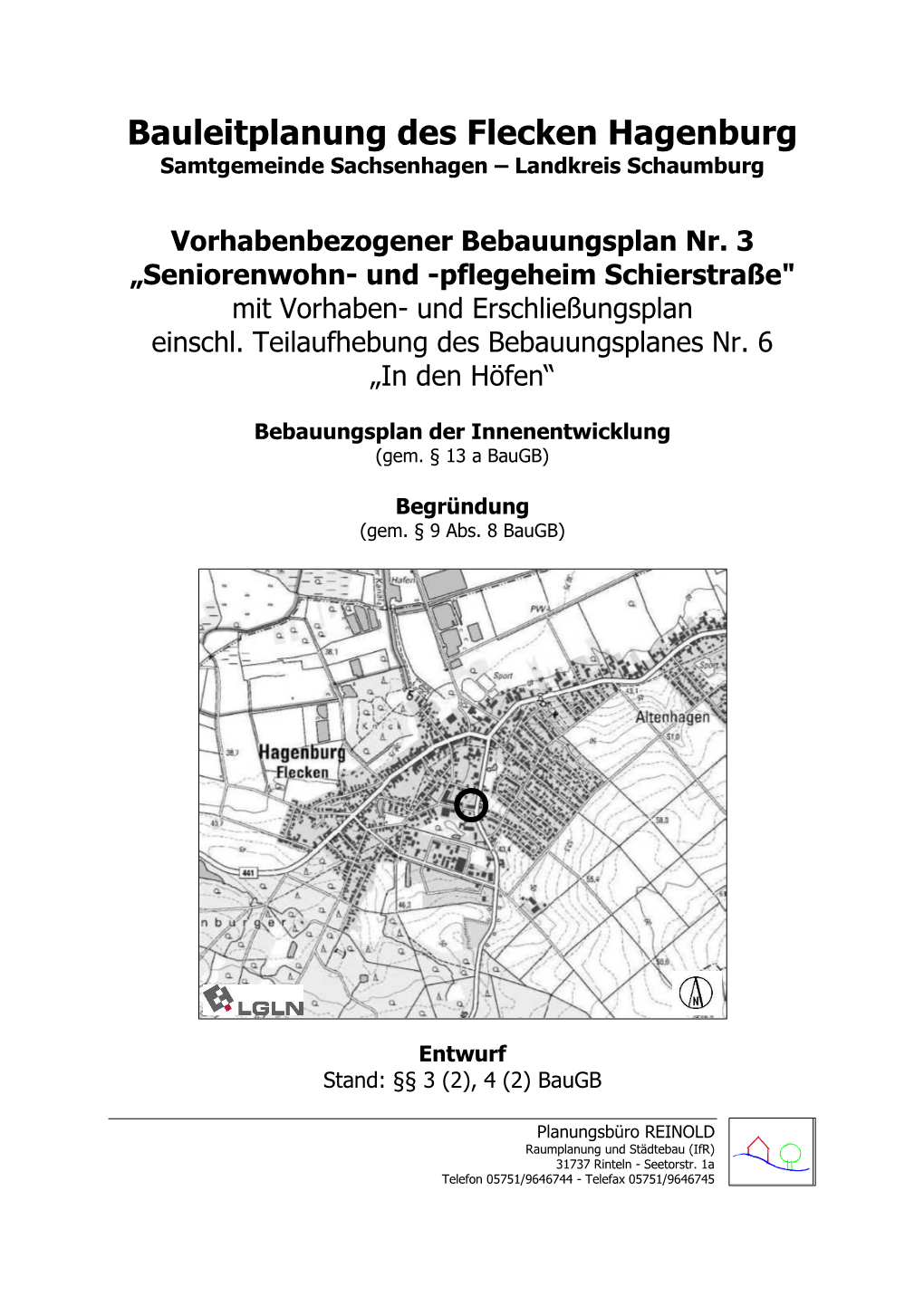 Bauleitplanung Des Flecken Hagenburg Samtgemeinde Sachsenhagen – Landkreis Schaumburg