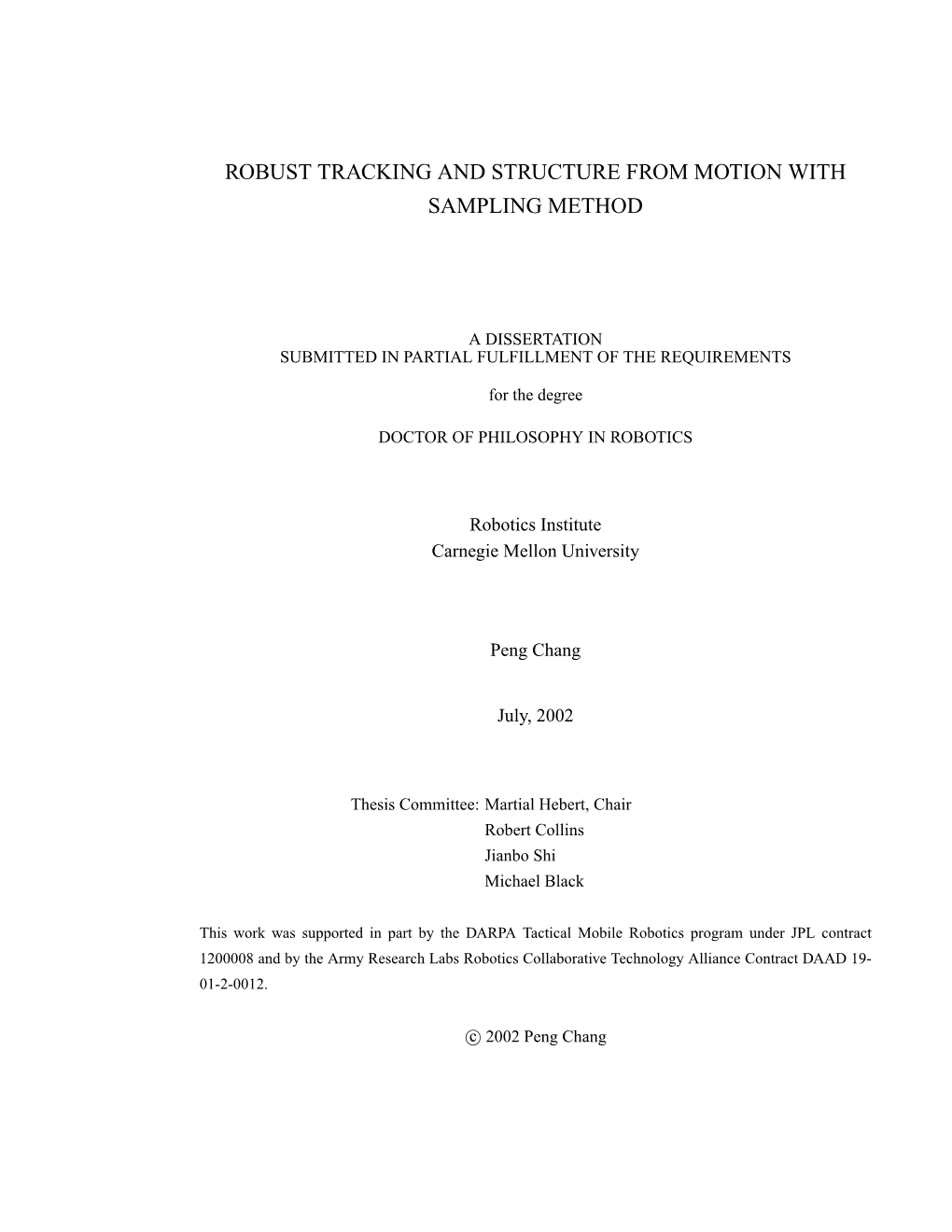 Robust Tracking and Structure from Motion with Sampling Method