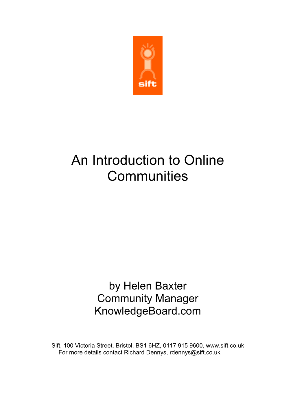 Introduction to Online Communities